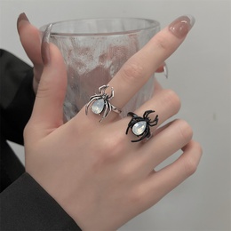 Fashion Spider Alloy Inlay Artificial Gemstones WomenS Open Ring 1 Piecepicture10