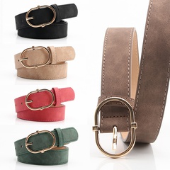 Retro Solid Color Pu Leather Alloy Women'S Leather Belts