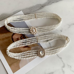 Fashion Geometric Metal Inlay Artificial Pearls Women'S Chain Belts 1 Piece