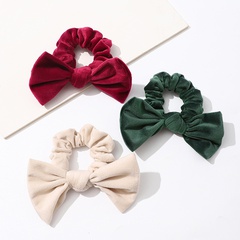 Simple Style Solid Color Bow Knot Flannel Pleated Hair Tie