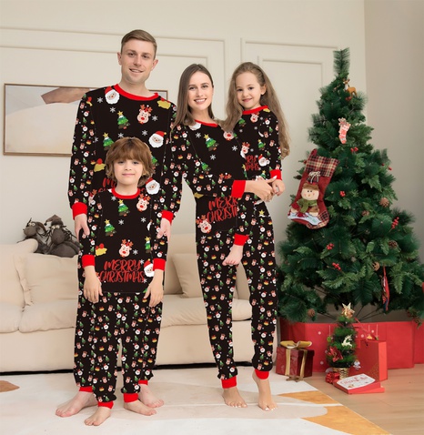 Fashion Christmas Tree Santa Claus Polyester Pants Sets Family Matching Outfits's discount tags