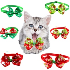 Christmas Ribbon Christmas Color Block Bowknot Pet Accessories 1 Piece