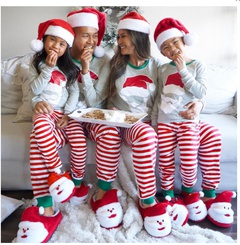 Fashion Santa Claus Polyester Pants Sets Suit T-shirt Family Matching Outfits