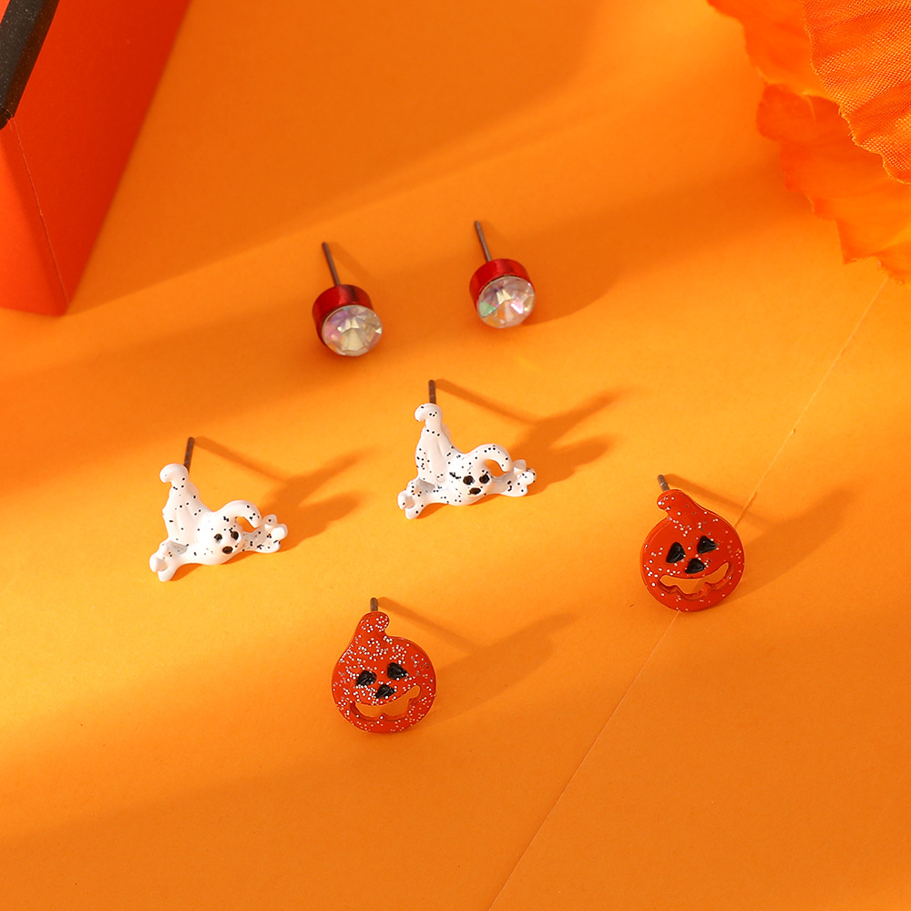 Retro Pumpkin ghost Bat Alloy WomenS Earrings 1 Setpicture5