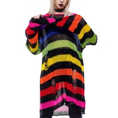 Fashion Stripe Polyacrylonitrile Fiber Round Neck Long Sleeve Regular Sleeve Sweater