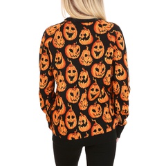 Casual Pumpkin Acrylic Round Neck Long Sleeve Regular Sleeve Rib-Knit Sweater