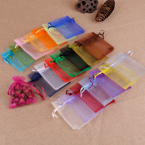 Fashion Solid Color Organza Drawstring Jewelry Packaging Bags 1 Piece's discount tags