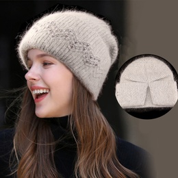 WomenS Fashion Solid Color Rhinestone Wool Cappicture9