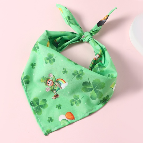 Fashion Polyester St. Patrick Four Leaf Clover Printing Pet Scarf 1 Piece's discount tags