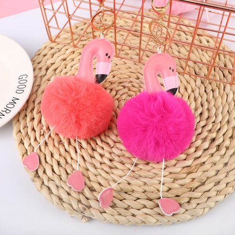 Cartoon Style Flamingo Pu Leather Alloy Plush Plating Bag Pendant Keychain's discount tags