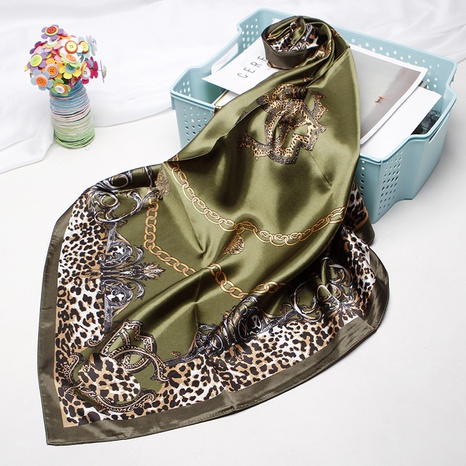 Women'S Elegant Leopard Satin Printing Silk Scarves's discount tags
