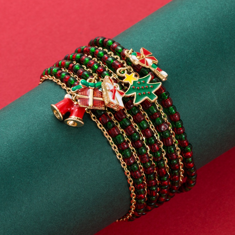 Fashion Christmas Tree Candy Alloy Beaded Enamel WomenS Bracelets