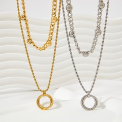Simple Style Geometric Stainless Steel Plating Layered Necklaces 1 Piece