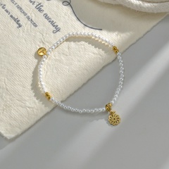 Simple Style Flower Stainless Steel Imitation Pearl Beaded Women'S Bracelets 1 Piece