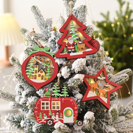 Christmas Cute Cartoon Wood Party Hanging Ornaments's discount tags