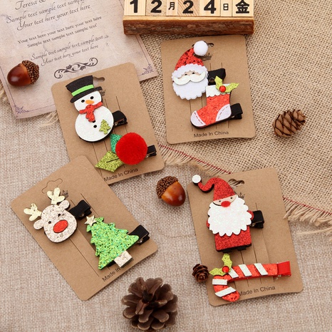 Cute Christmas Tree Snowman Alloy Hair Clip 2 Piece Set's discount tags