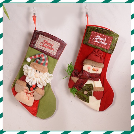 Christmas Retro Santa Claus Snowman Flocking Party Christmas socks's discount tags