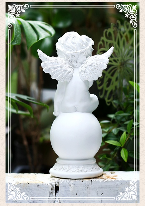 New Pure White Sitting Top Little Angel DIY Religious Decoration Birthday Gift Resin Crafts's discount tags
