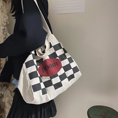 Women'S Basic Plaid Canvas Shopping bags