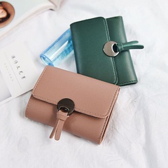 Women'S Solid Color Pu Leather Magnetic Buckle Wallets