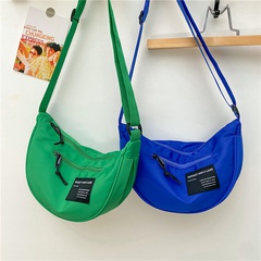Women'S Medium Spring&Summer Nylon Solid Color Fashion Oval Zipper Shoulder Bag