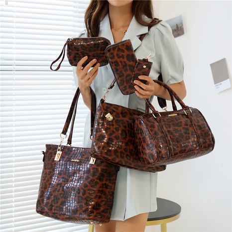 Women'S Large All Seasons Pu Leather Leopard Vintage Style Square Zipper Bag Sets's discount tags