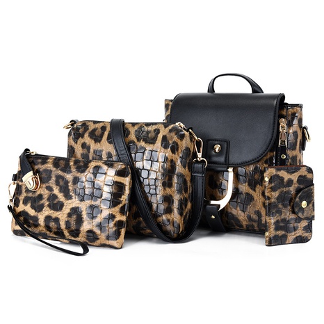 Women'S Medium All Seasons Pu Leather Leopard Vintage Style Square Zipper Bag Sets's discount tags