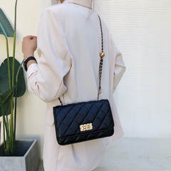 Women'S Small All Seasons Pu Leather Lingge Fashion Square Lock clasp Crossbody Bag
