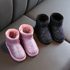 Kid'S Casual Solid Color Sequins Round Toe Snow Boots