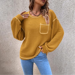 Casual Solid Color Polyacrylonitrile Fiber Round Neck Long Sleeve Regular Sleeve Front Pocket Sweaterpicture13