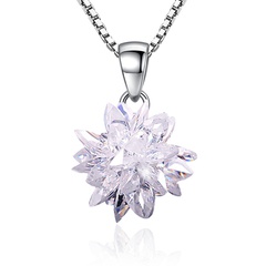 Fashion Flower Copper Crystal Pendant Necklace 1 Piece