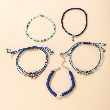 fashion simple color beads white shell bracelet set—3