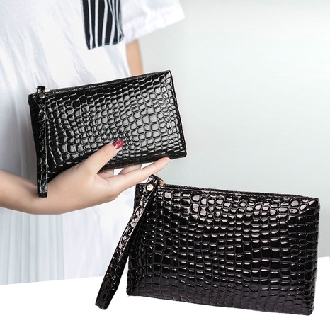 Women'S Mini Summer Pu Leather Solid Color Crocodile Fashion Square Zipper Clutch Bag's discount tags