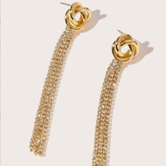Shiny Tassel Alloy Inlay Artificial Diamond Women'S Drop Earrings 1 Pair
