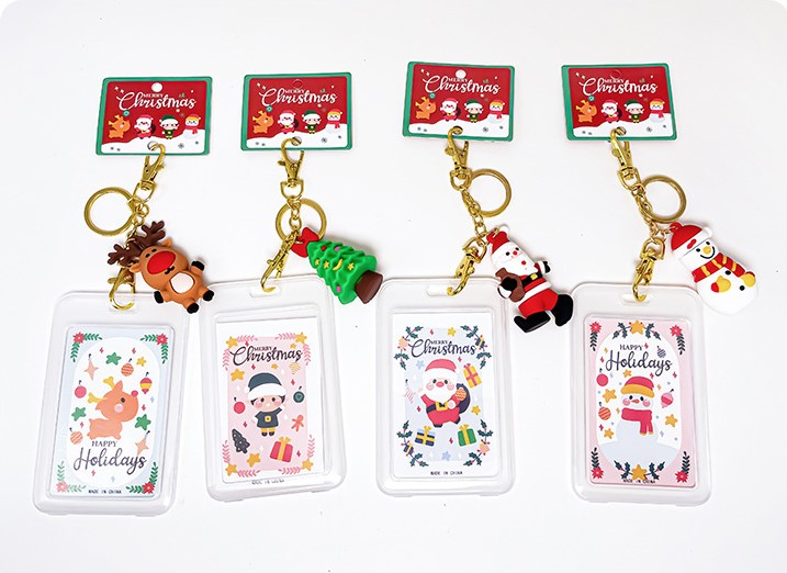 Christmas Silicone Waterproof DoubleSided Transparent Cartoon Key Button Campus Card Holderpicture4