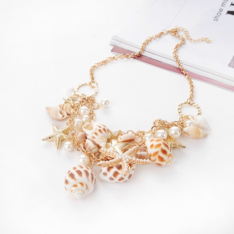 Beach Starfish Conch Alloy Patchwork Artificial Pearls Women'S Pendant Necklace 1 Piece's discount tags