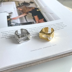 Fashion Geometric Copper Artificial Pearls Open Ring