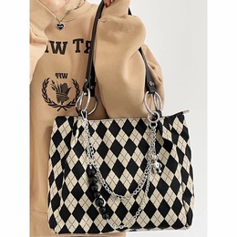 WomenS Fashion Plaid Canvas Shopping bagspicture9