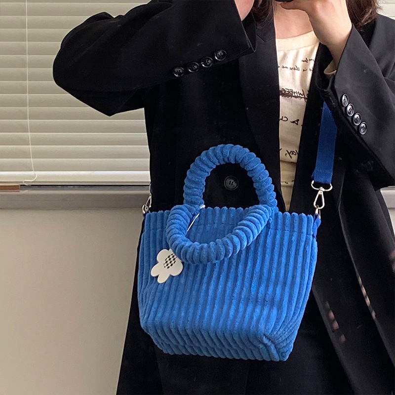 WomenS Small AutumnWinter Corduroy Solid Color Fashion Square Zipper Crossbody Bag