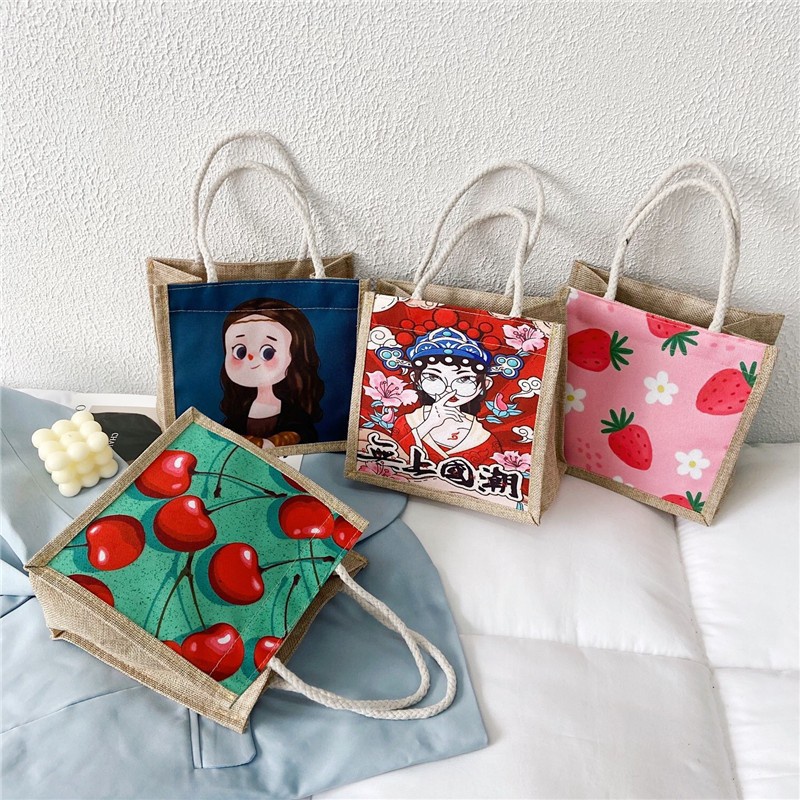 WomenS Cute Cartoon Fruit Canvas Shopping bags