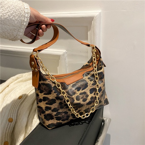 Women'S Medium Pu Leather Cows Leopard Fashion Dumpling Shape Zipper Shoulder Bag's discount tags