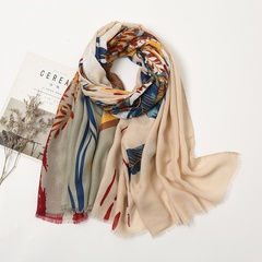 Women'S Ethnic Style Leaves cotton and linen Printing Cotton Linen Scarves