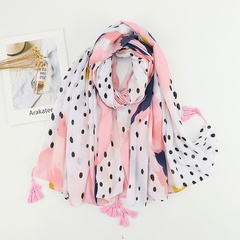 Women'S Sweet Polka Dots cotton and linen Printing Cotton Linen Scarves