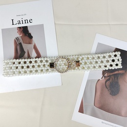 Fashion Round Alloy Beaded Artificial Pearls Rhinestones WomenS Chain Belts 1 Piecepicture7