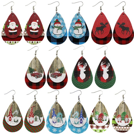 Cute Santa Claus Snowman Elk Pu Leather Women'S Drop Earrings 1 Pair's discount tags