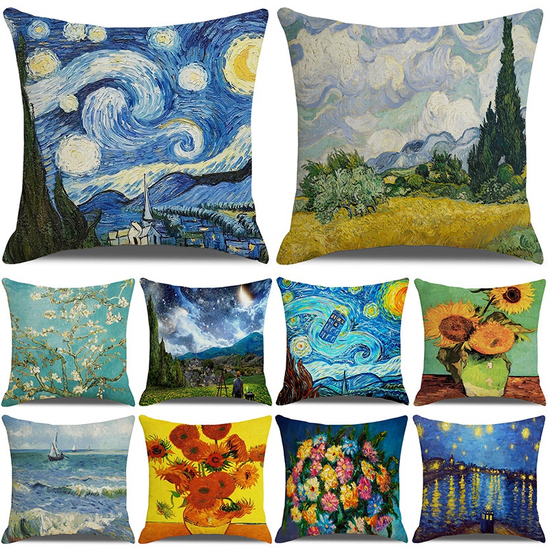 Fashion Oil Painting Linen Pillow Cases