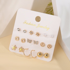Fashion Sun Star Moon Alloy Inlay Artificial Pearls Rhinestones WomenS Ear Studs 1 Setpicture38