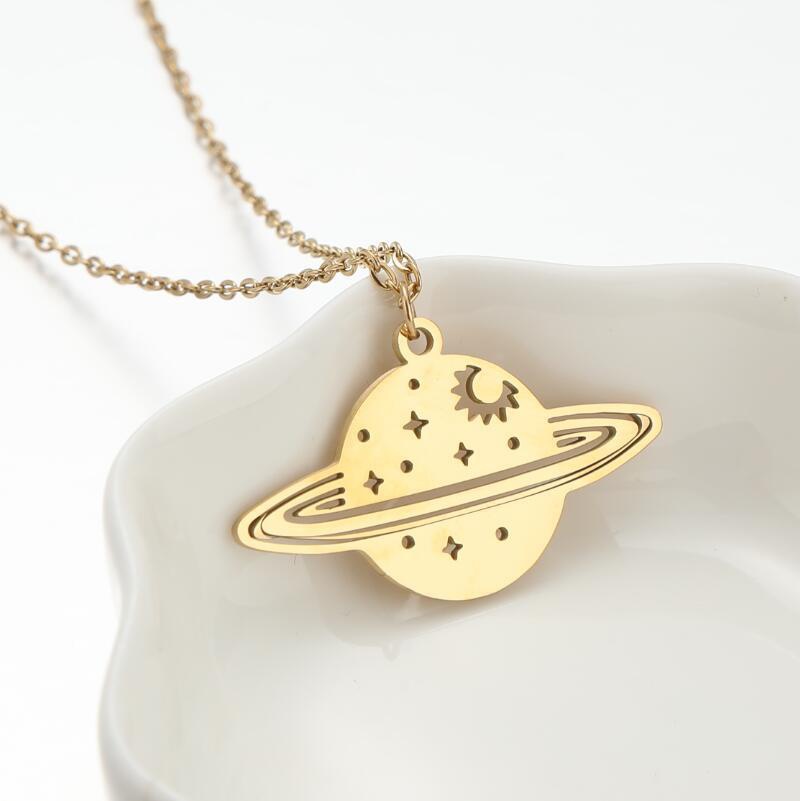 Retro Universe Stainless Steel Plating Pendant Necklace