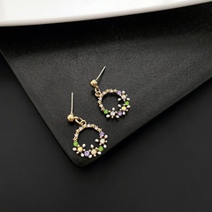 Fashion Flower Alloy Plating Inlay Artificial Gemstones Women'S Drop Earrings 1 Pair