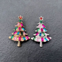 Fashion Christmas Tree Alloy Plating Rhinestones Unisex Brooches